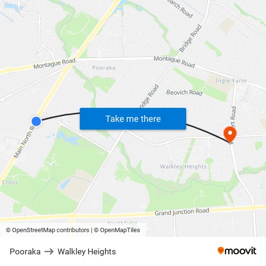 Pooraka to Walkley Heights map