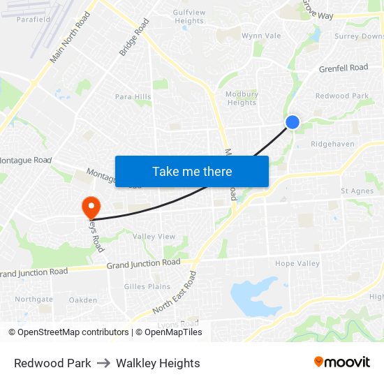 Redwood Park to Walkley Heights map