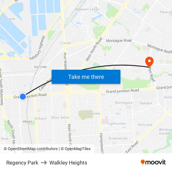 Regency Park to Walkley Heights map