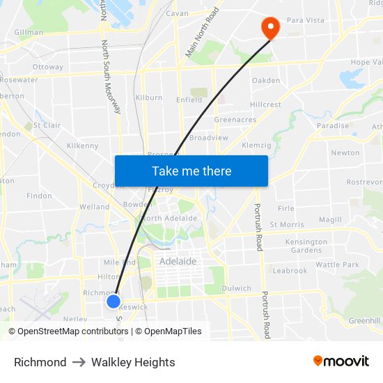 Richmond to Walkley Heights map