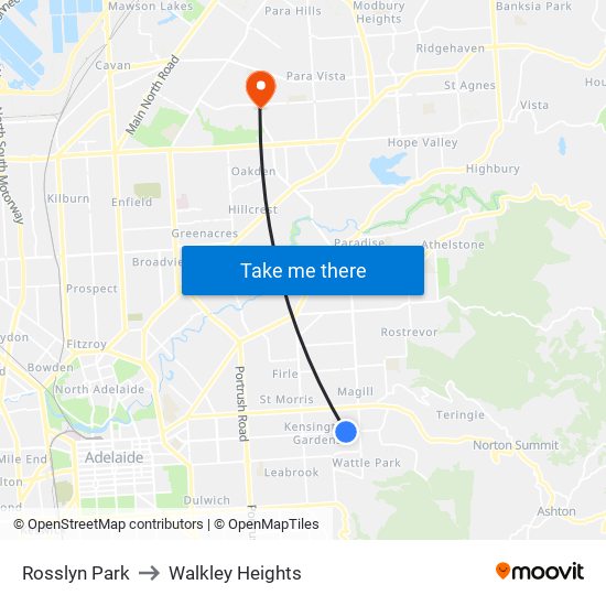 Rosslyn Park to Walkley Heights map