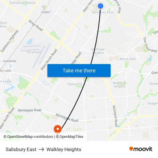 Salisbury East to Walkley Heights map