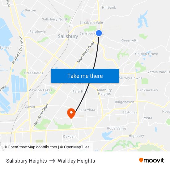 Salisbury Heights to Walkley Heights map