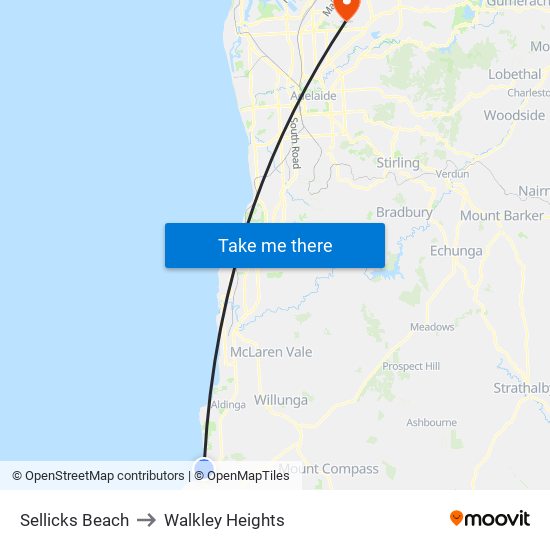 Sellicks Beach to Walkley Heights map