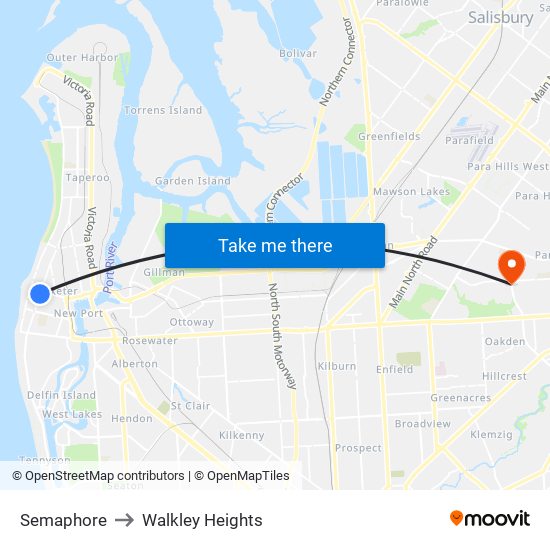 Semaphore to Walkley Heights map