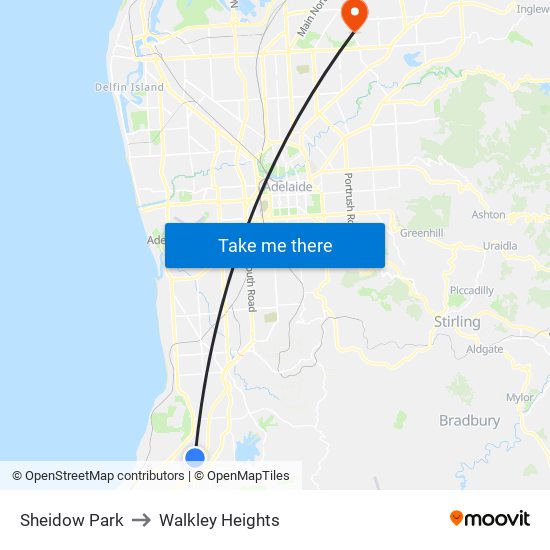 Sheidow Park to Walkley Heights map