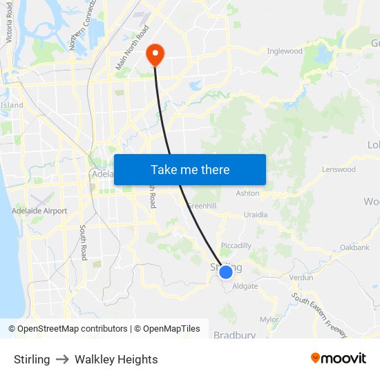 Stirling to Walkley Heights map