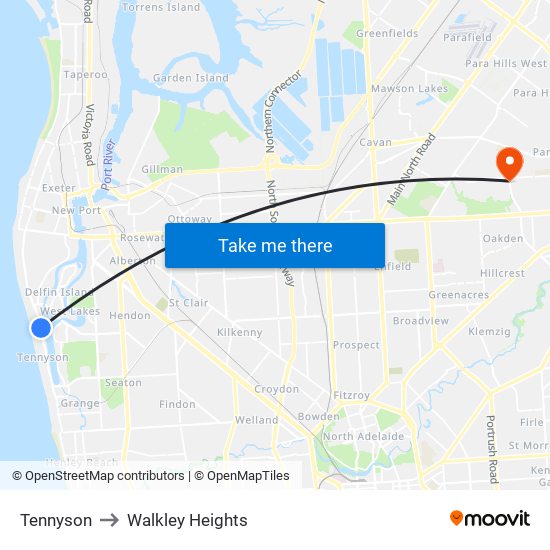 Tennyson to Walkley Heights map