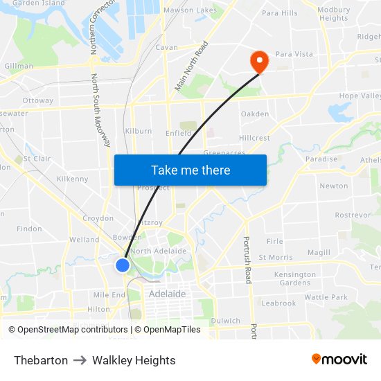 Thebarton to Walkley Heights map