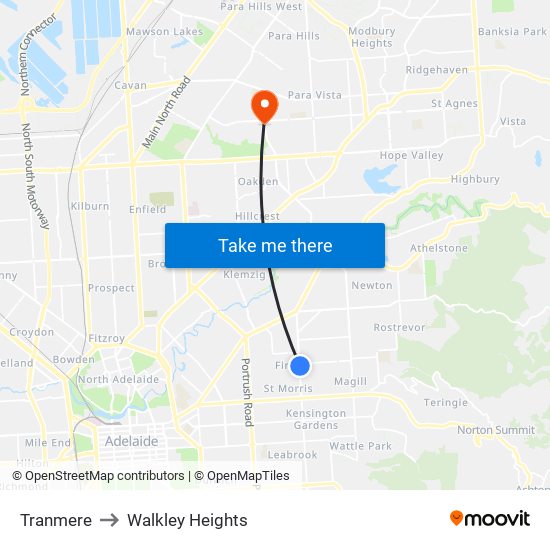 Tranmere to Walkley Heights map