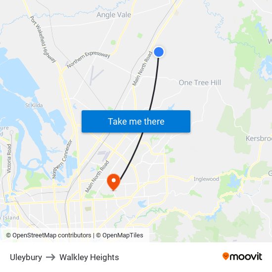 Uleybury to Walkley Heights map