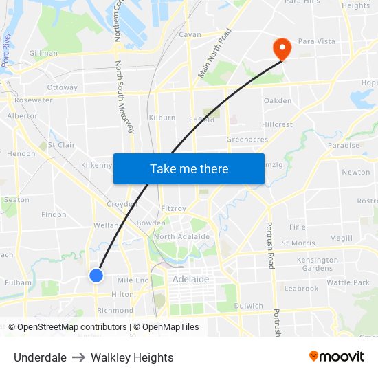 Underdale to Walkley Heights map