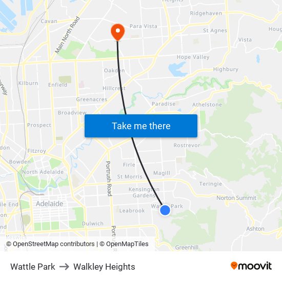 Wattle Park to Walkley Heights map