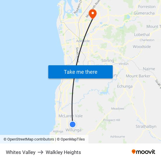 Whites Valley to Walkley Heights map