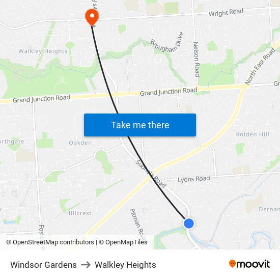 Windsor Gardens to Walkley Heights map