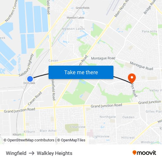 Wingfield to Walkley Heights map