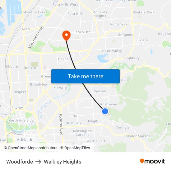 Woodforde to Walkley Heights map