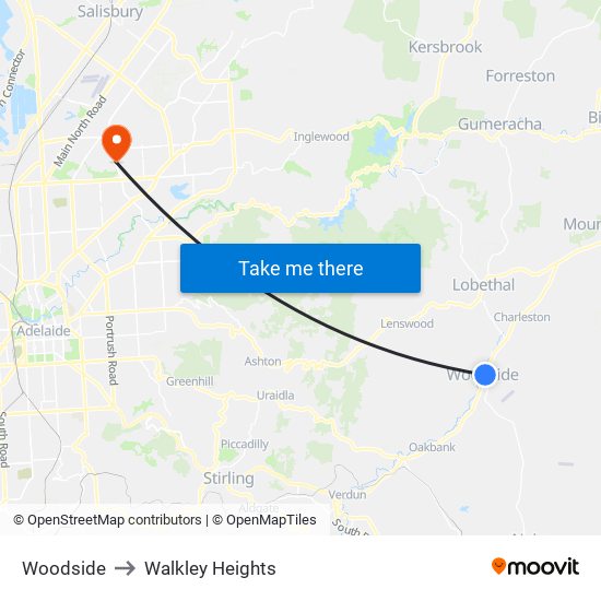 Woodside to Walkley Heights map