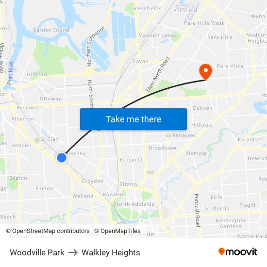Woodville Park to Walkley Heights map