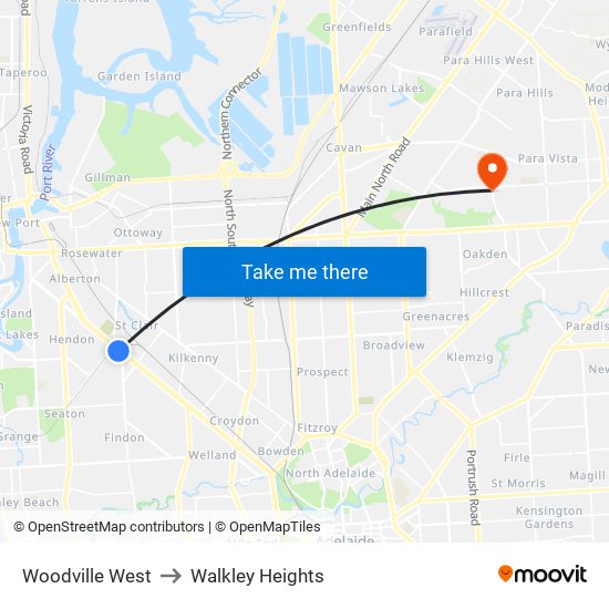 Woodville West to Walkley Heights map