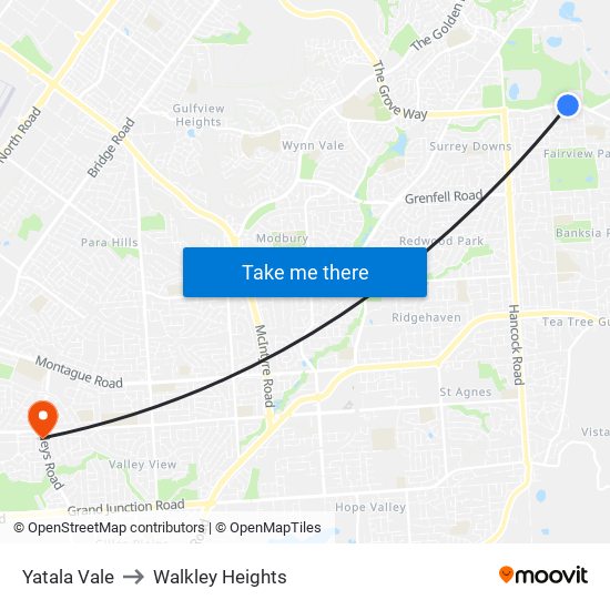 Yatala Vale to Walkley Heights map