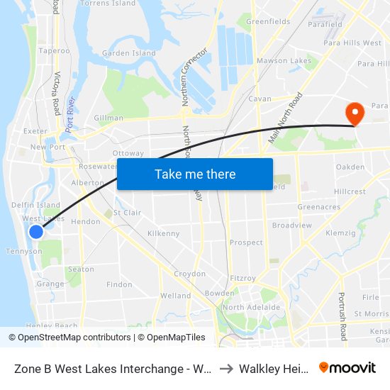 Zone B West Lakes Interchange - West side to Walkley Heights map