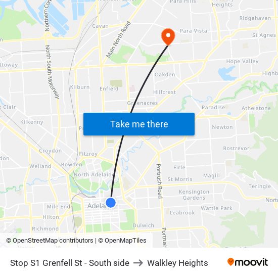 Stop S1 Grenfell St - South side to Walkley Heights map