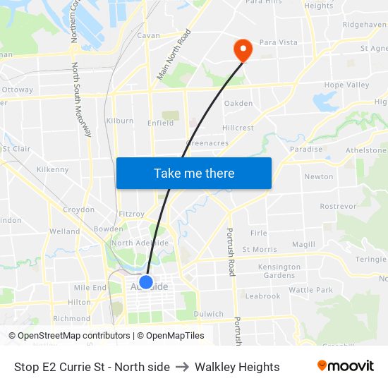 Stop E2 Currie St - North side to Walkley Heights map