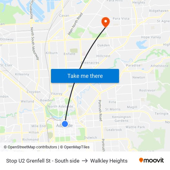 Stop U2 Grenfell St - South side to Walkley Heights map