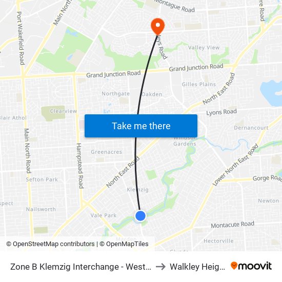 Zone B Klemzig Interchange - West side to Walkley Heights map