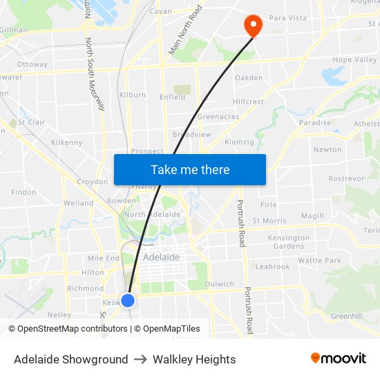 Adelaide Showground to Walkley Heights map