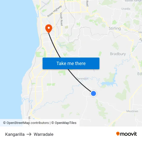 Kangarilla to Warradale map
