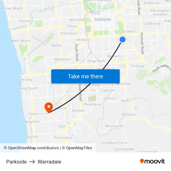 Parkside to Warradale map