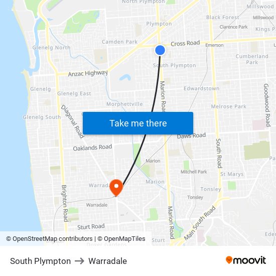 South Plympton to Warradale map