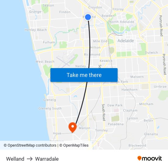 Welland to Warradale map