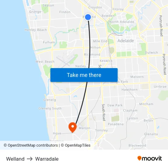 Welland to Warradale map