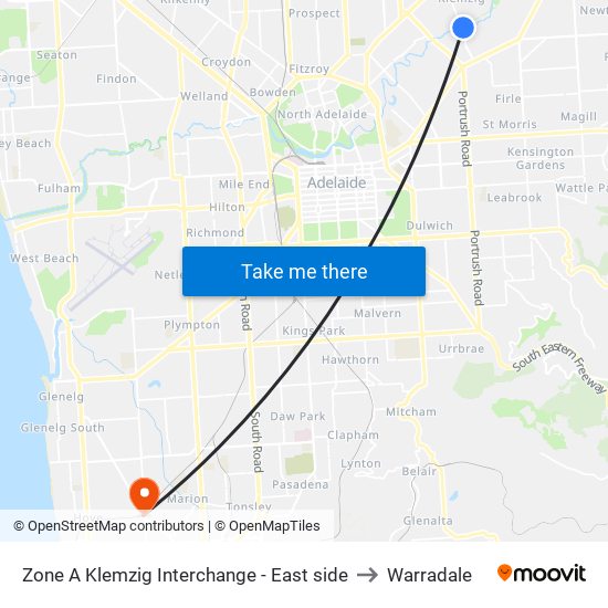 Zone A Klemzig Interchange - East side to Warradale map