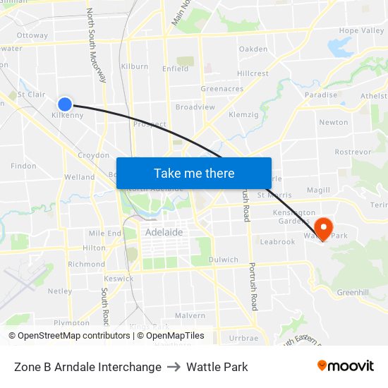 Zone B Arndale Interchange to Wattle Park map