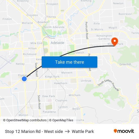 Stop 12 Marion Rd - West side to Wattle Park map