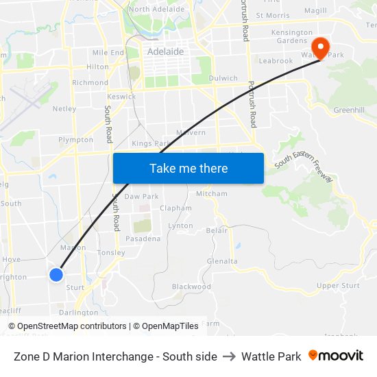 Zone D Marion Interchange - South side to Wattle Park map