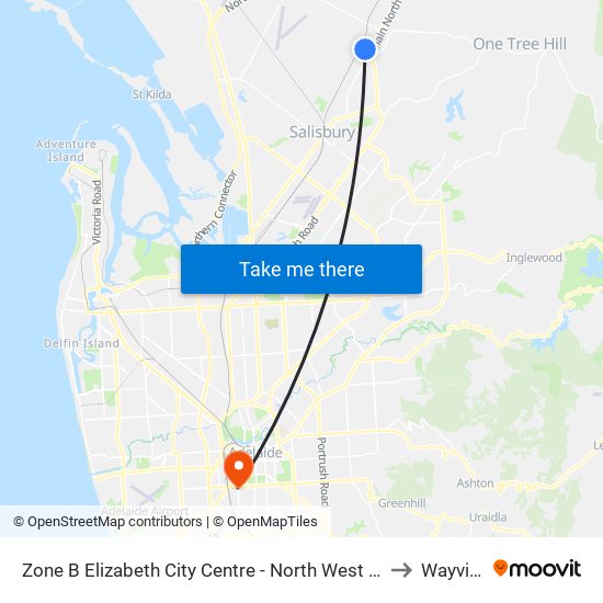 Zone B Elizabeth City Centre - North West side to Wayville map