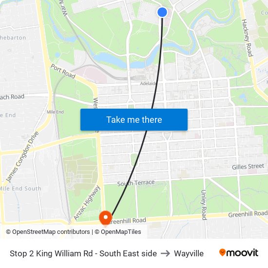 Stop 2 King William Rd - South East side to Wayville map