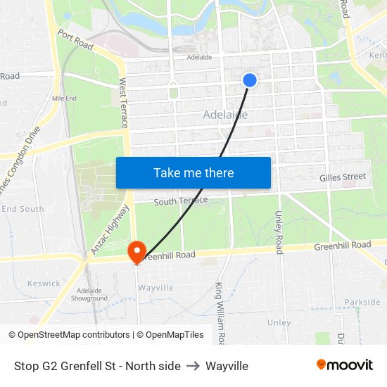 Stop G2 Grenfell St - North side to Wayville map