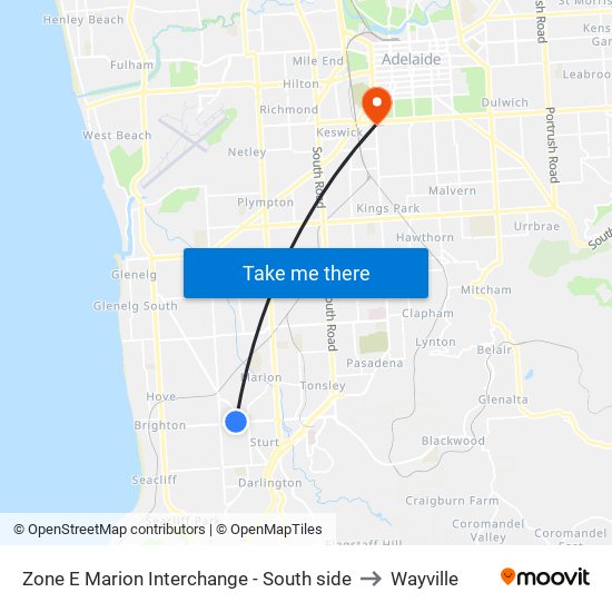 Zone E Marion Interchange - South side to Wayville map