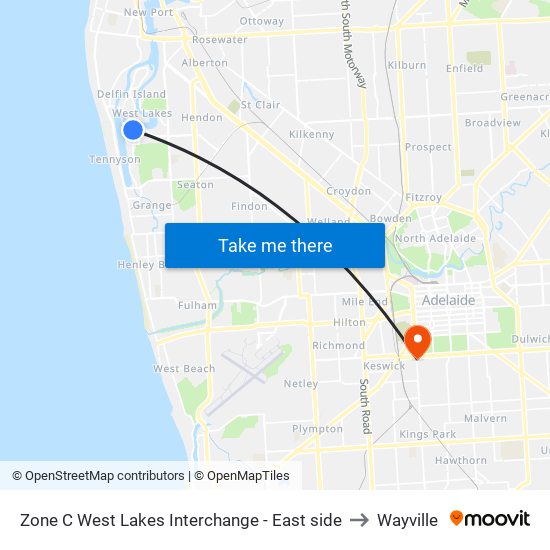 Zone C West Lakes Interchange - East side to Wayville map