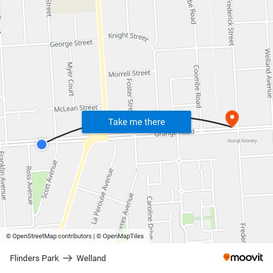 Flinders Park to Welland map