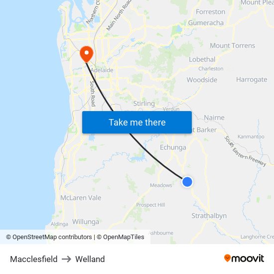 Macclesfield to Welland map