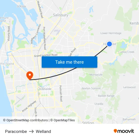 Paracombe to Welland map