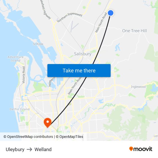 Uleybury to Welland map