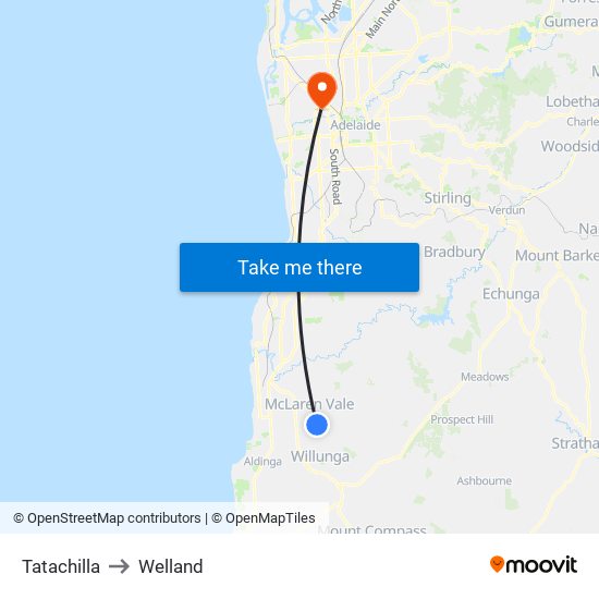 Tatachilla to Welland map